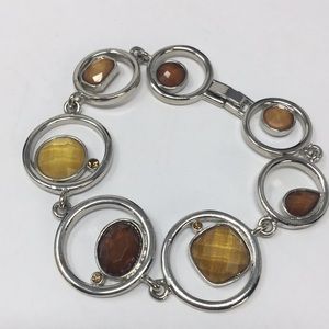 Lia Sophia bracelet silver tone finish amber resin